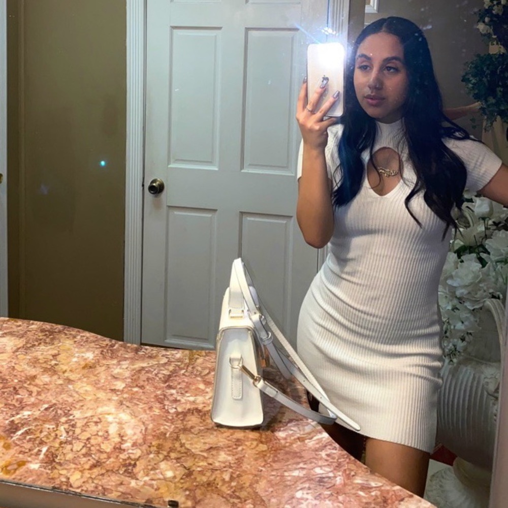 Mini scoop turtle neck dress